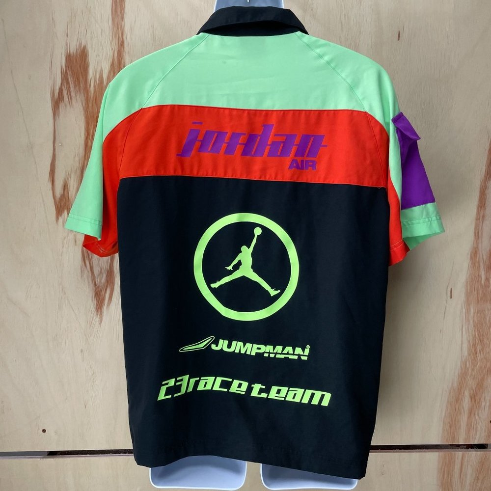 Jordan Air Jumpman 23 23XI Race Team Button Shirt Sz S Color Block Logo Spellout - Picture 3 of 11